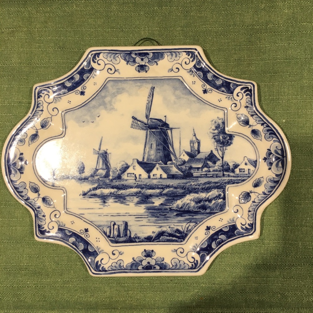 Delfts blue and white porcelain wall art